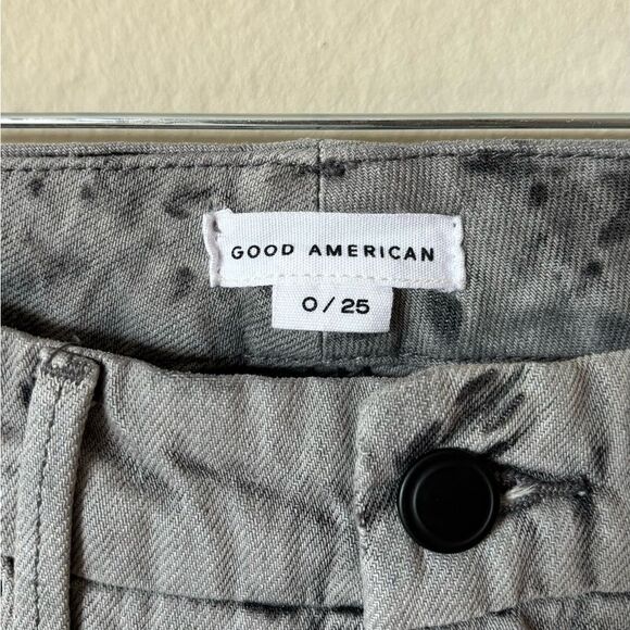 Good American Grey Jeans High Rise Straight Wide Leg Tie Dye Size 25 - Picture 8 of 11